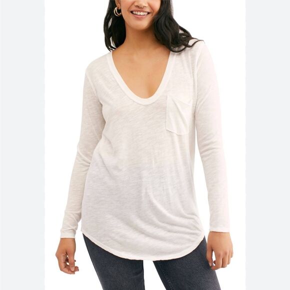 We the free Betty white tunic Tshirt with pocket Medium NWT - Picture 6 of 8